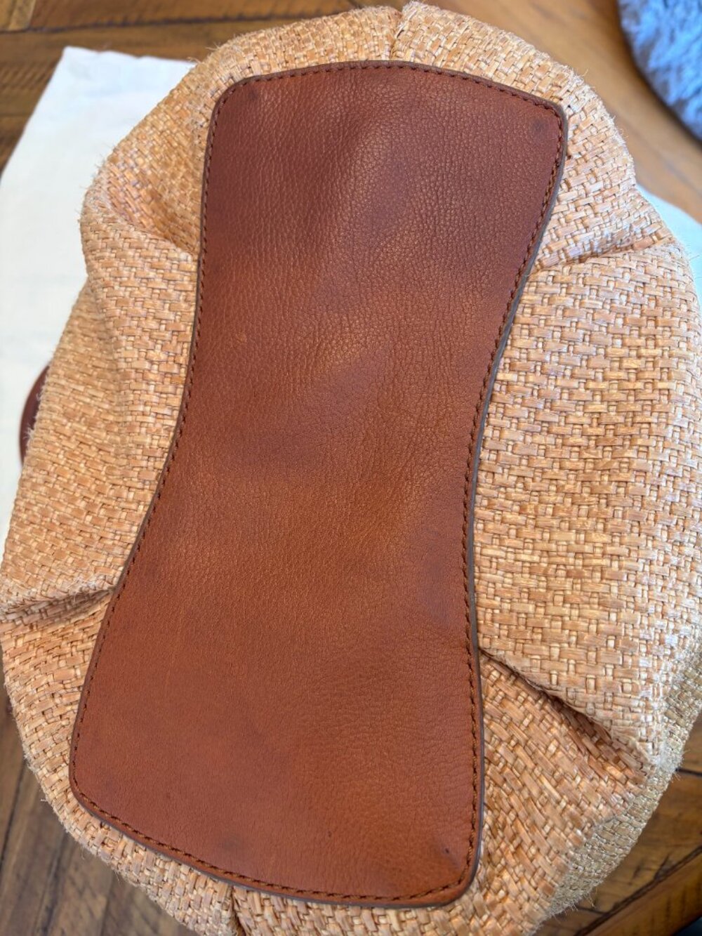 J.Crew Brompton Small Shoulder Top Handle Straw Leather Bag w./ Cross Body Strap - Picture 4 of 6